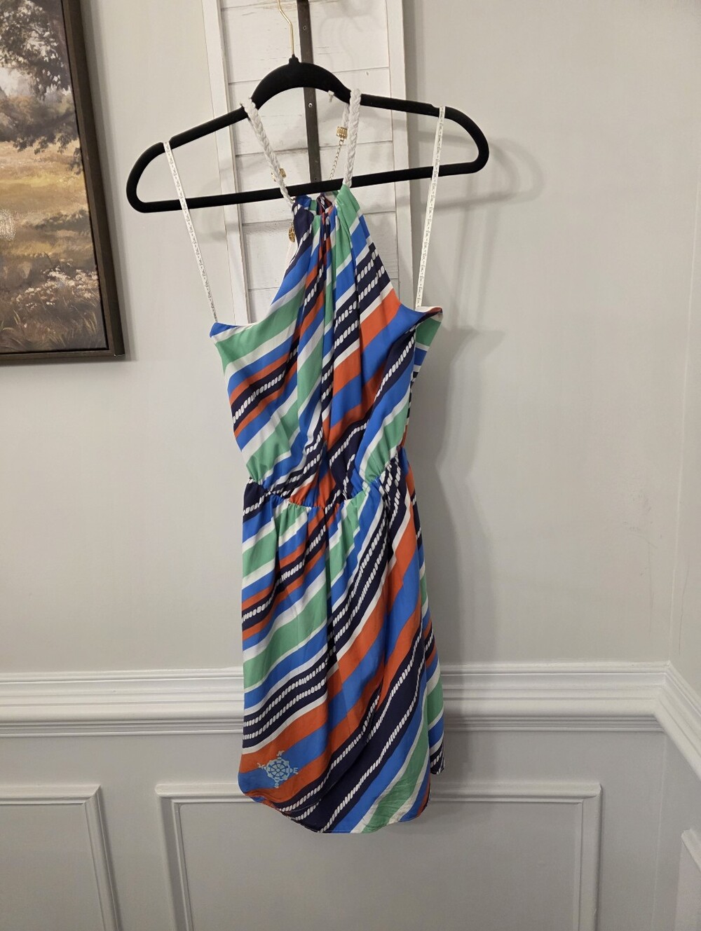Lilly Pulitzer Kennett Overboard Stripe Braided Chain Halter Dress Size Small